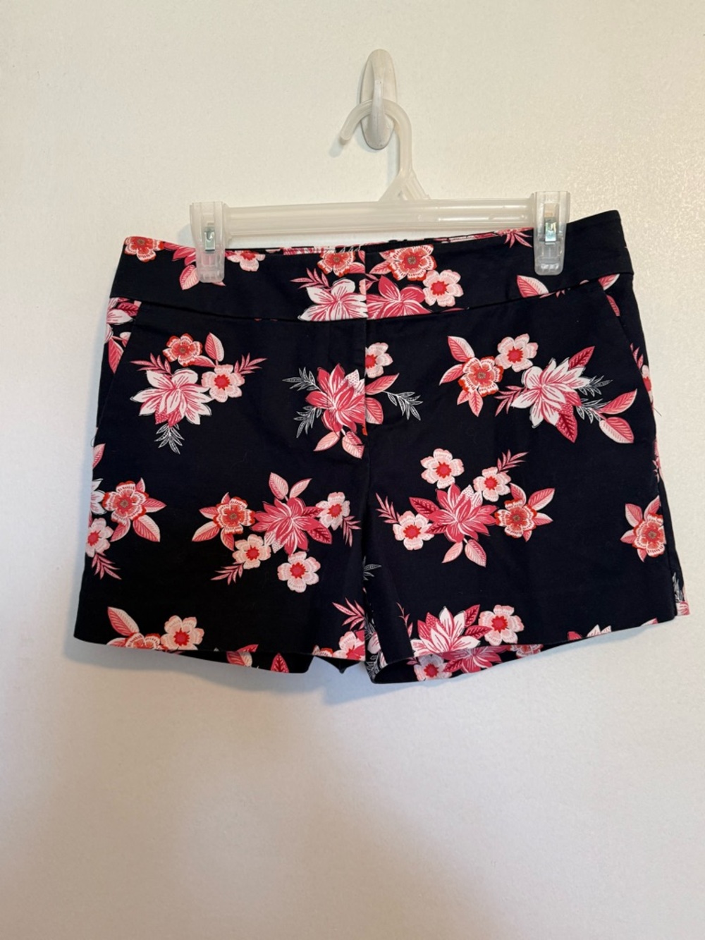 LOFT Black Floral Stylish Shorts with Pink Flowers